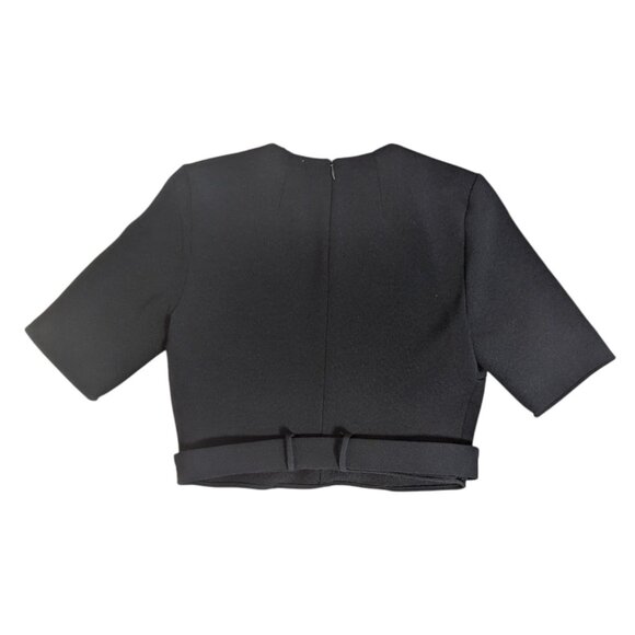 Zara Woman Black Belted Waist Crop Blouse Top - Picture 3 of 3